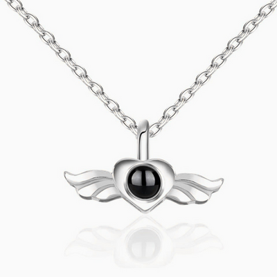 Projection Photo Customed New Angel Wings Heart Necklace