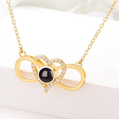 Projection Photo Customed Crystal Heart Bow Necklace