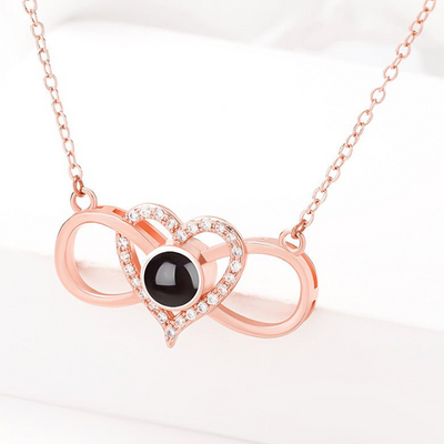 Projection Photo Customed Crystal Heart Bow Necklace