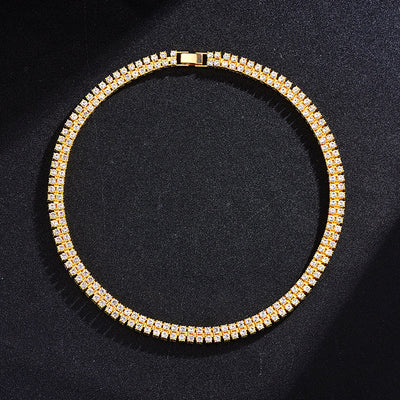 Fashionable Double Row Alloy Pave Diamond Necklace