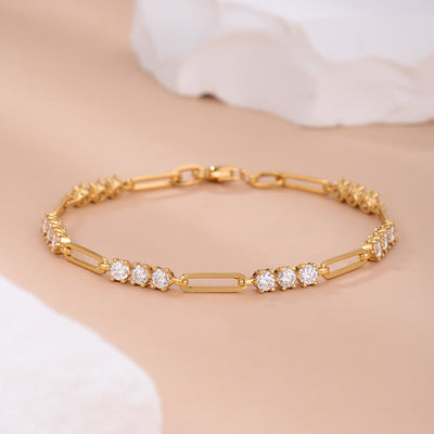Fashionable High-End Moissanite Round Diamond Paper Clip Bracelet
