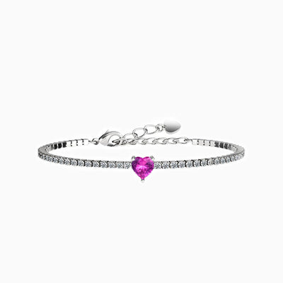 December Birthstone Heart-Shaped Diamond Tennis Bracelet