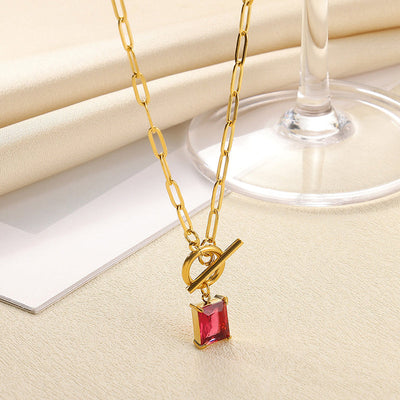 December Birthstone Luxury Square Pendant Necklace