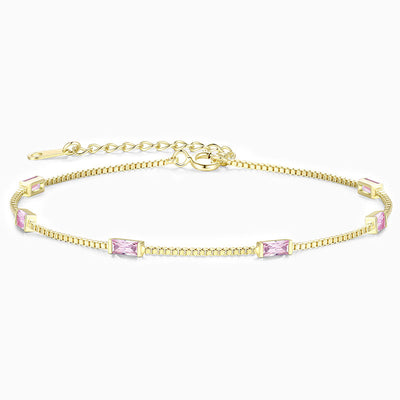 December Birthstone Simple Square Shape Natural Stone Bracelet