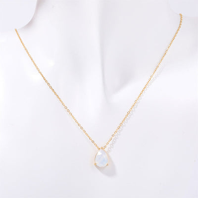 December Birthstone Teardrop-Shaped Natural Stone Pendant Necklace