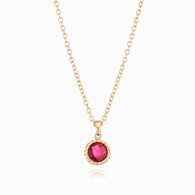 December Birthstone Simple Round Pendant Necklace