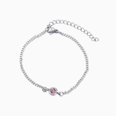 December Birthstone Simple Round Pendant Silver Bracelet