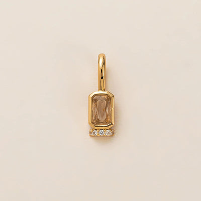December Birthstone Square Natural Stone Pendant Necklace