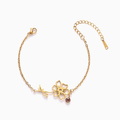 December Birthday Flower Birthstone Diamond Vintage Bracelet
