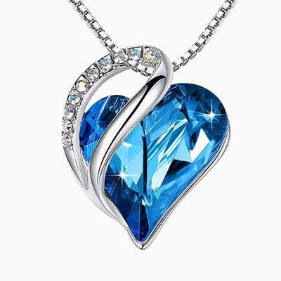 Birthstone Sterling Silver Geometric Heart Crystal Pendant Necklace