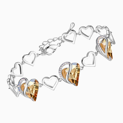 December Birthstone Heart Shape Silver Bracelet