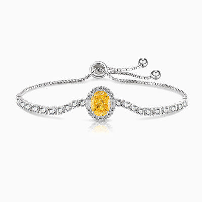 December Birthstone Oval Color Diamond Ice Flower Cut Silver Bracelet