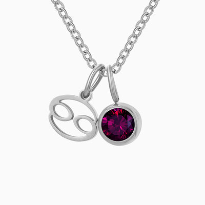 December Birthstone Diamond Pendant Necklace With Twelve Zodiac Runes