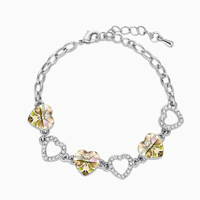 December Birthstone Diamond Rhyme Heart Shape Silver Bracelet