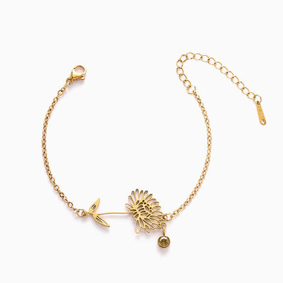 December Birthday Flower Birthstone Diamond Vintage Bracelet