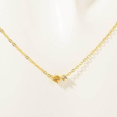 December Birthstone Round Beads With Diamond Natural Stone Pendant Necklace