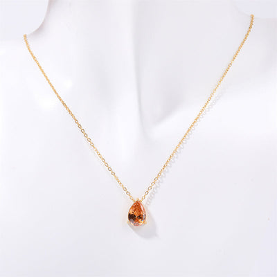 December Birthstone Teardrop-Shaped Natural Stone Pendant Necklace