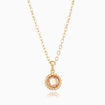 December Birthstone Simple Round Pendant Necklace
