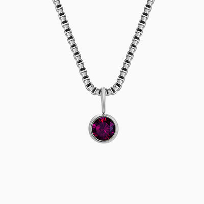 December Birthstone Round Rhinestone Pendant Necklace