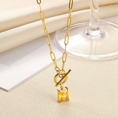 December Birthstone Luxury Square Pendant Necklace