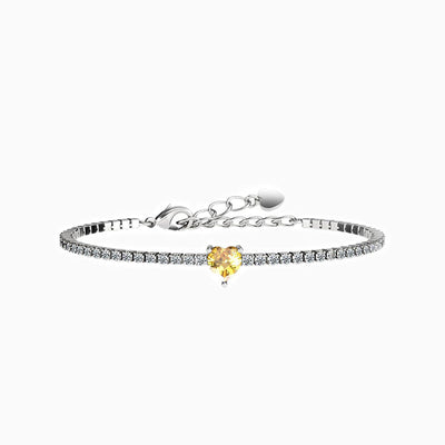December Birthstone Heart-Shaped Diamond Tennis Bracelet