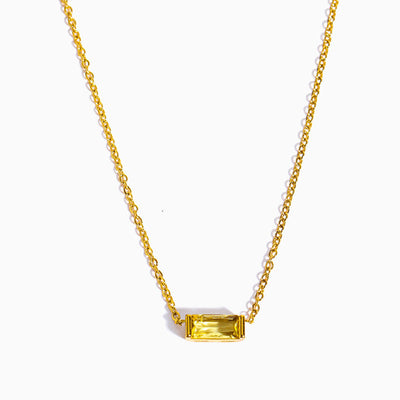 December Birthstone Gold Plated Natural Topaz Pendant Necklace