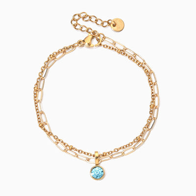 December Birthstone Natural Stone Round Pendant Bracelet