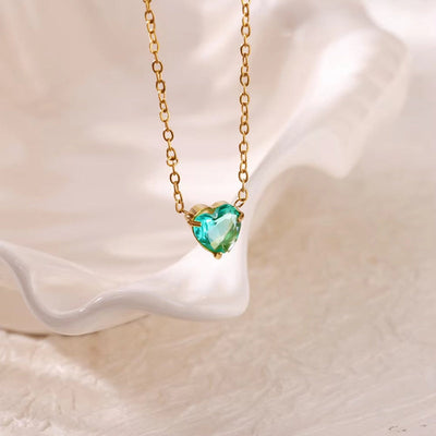 December Birthstone Luxury Heart Shape Pendant Necklace