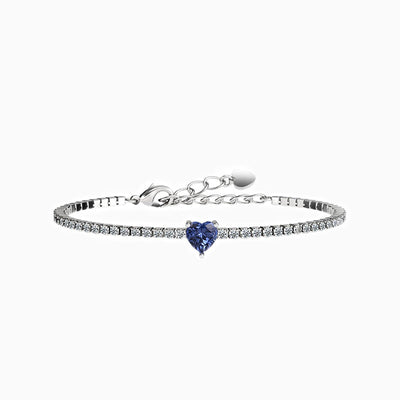 December Birthstone Heart-Shaped Diamond Tennis Bracelet