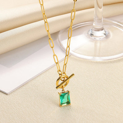 December Birthstone Luxury Square Pendant Necklace