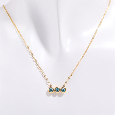 December Birthstone Three Round Beads Natural Stone Pendant