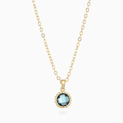 December Birthstone Simple Round Pendant Necklace