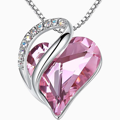 Birthstone Sterling Silver Geometric Heart Crystal Pendant Necklace