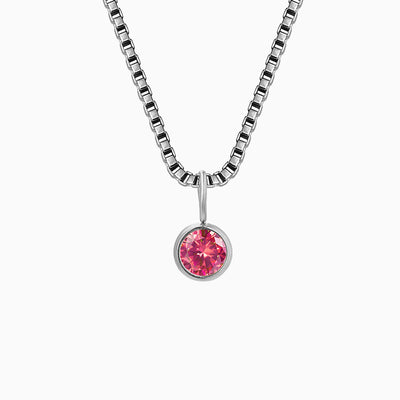 December Birthstone Round Rhinestone Pendant Necklace