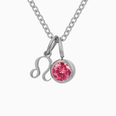 December Birthstone Diamond Pendant Necklace With Twelve Zodiac Runes