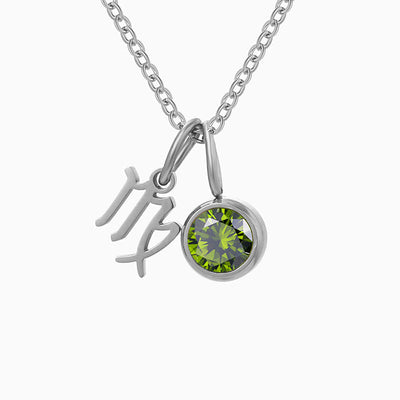 December Birthstone Diamond Pendant Necklace With Twelve Zodiac Runes
