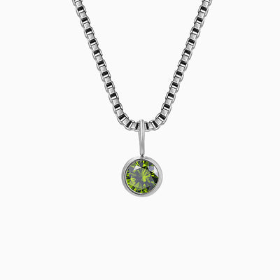 December Birthstone Round Rhinestone Pendant Necklace