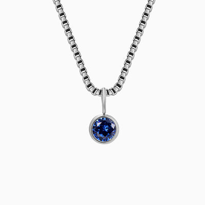 December Birthstone Round Rhinestone Pendant Necklace