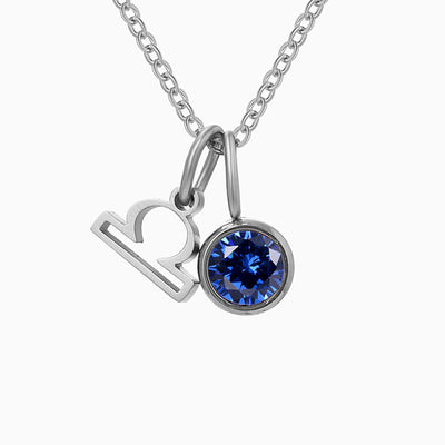 December Birthstone Diamond Pendant Necklace With Twelve Zodiac Runes