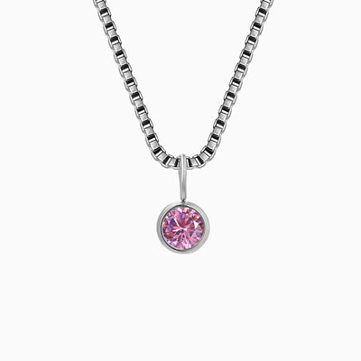 December Birthstone Round Rhinestone Pendant Necklace