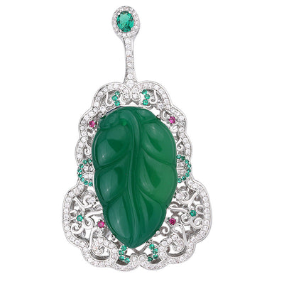 Vintage Emerald Lace Hollow Diamond Brooch