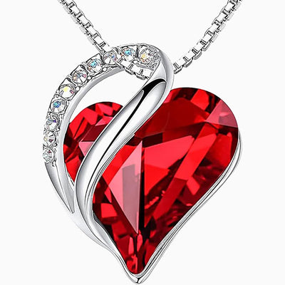 Birthstone Sterling Silver Geometric Heart Crystal Pendant Necklace