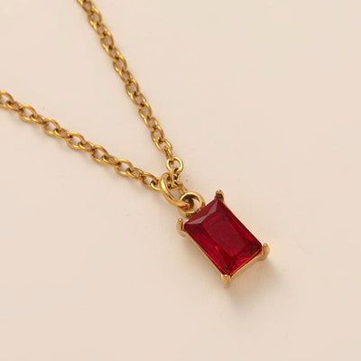 December Birthstone Rectangular Natural Stone Pendant Necklace