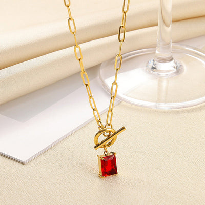 December Birthstone Luxury Square Pendant Necklace