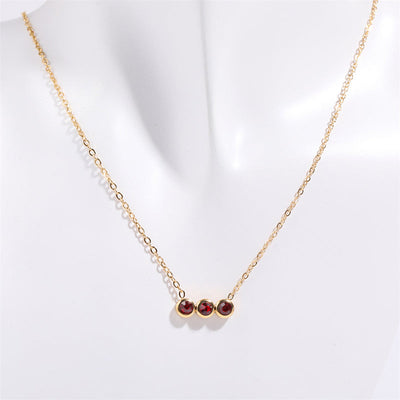 December Birthstone Three Round Beads Natural Stone Pendant