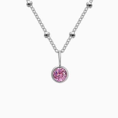 December Birthstone Round Natural Diamond Pendant Necklace