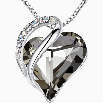 Birthstone Sterling Silver Geometric Heart Crystal Pendant Necklace