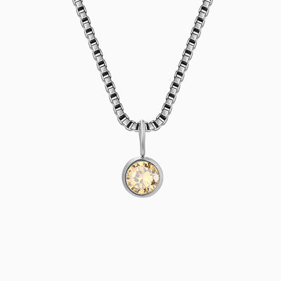 December Birthstone Round Rhinestone Pendant Necklace