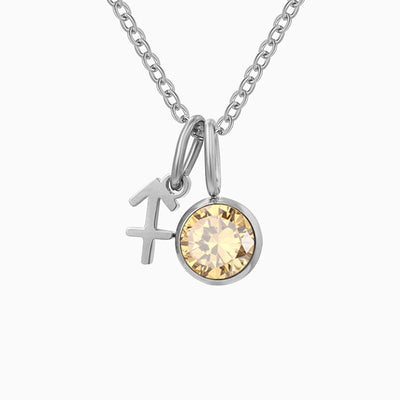 December Birthstone Diamond Pendant Necklace With Twelve Zodiac Runes
