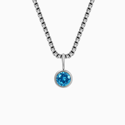 December Birthstone Round Rhinestone Pendant Necklace